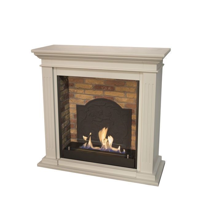 Xaralyn Cadiz met inbouw unit L met steendecor met medaillon bio-ethanol haard (schouw Stone Finish wit)